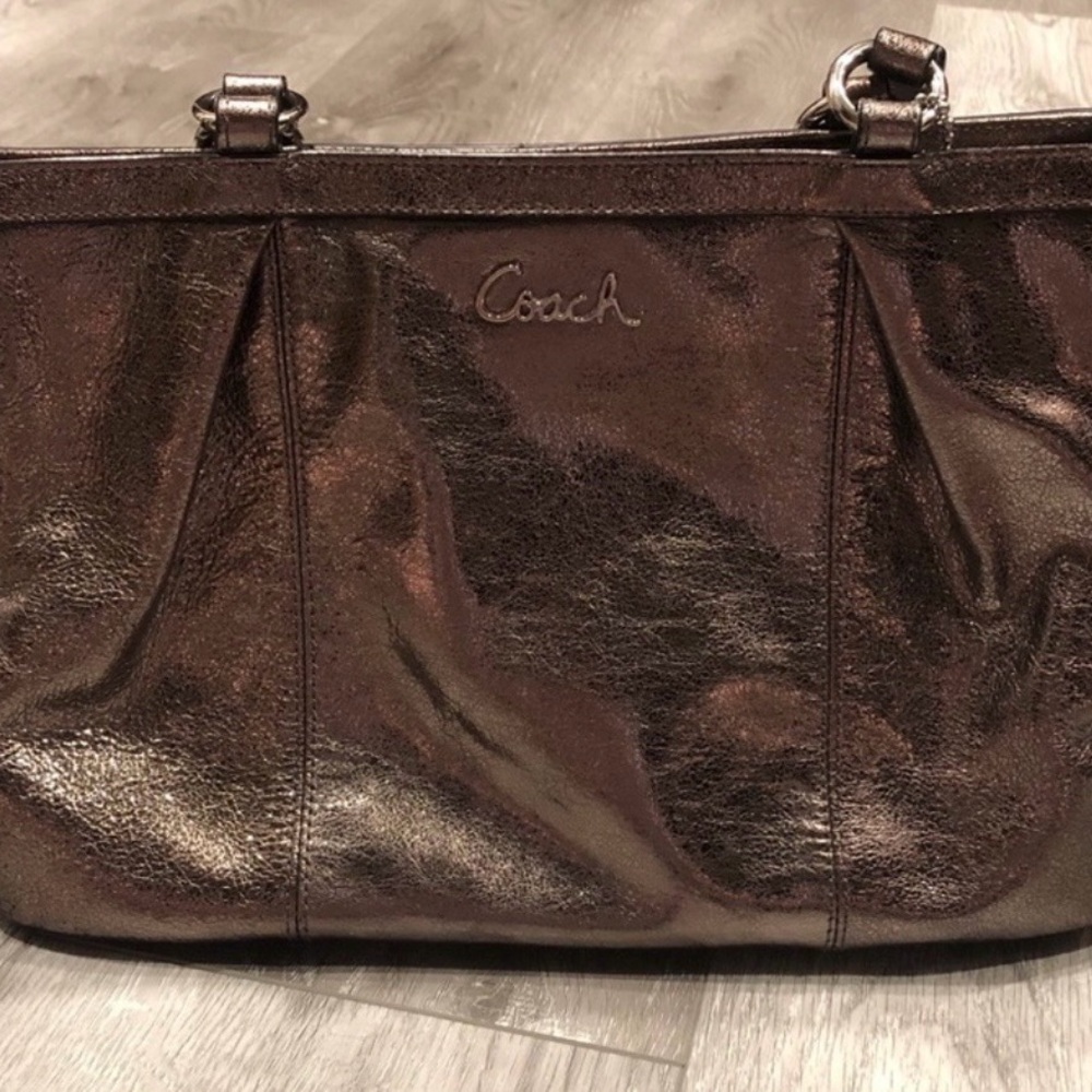 Coach Gallery Metallic Bronze Signature Lurex Tote - Picture 4 of 14